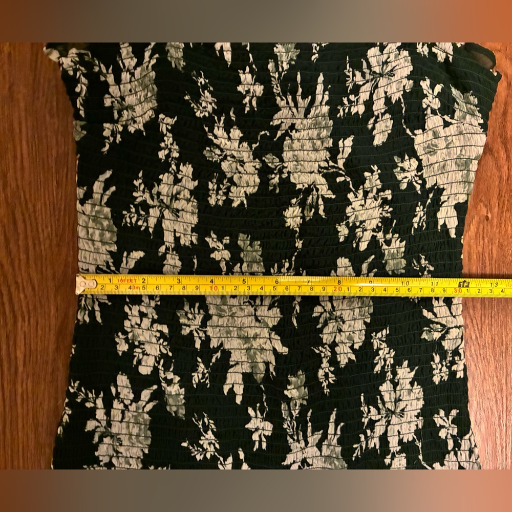 Abercrombie & Fitch Green Floral Ruffle Tie Strap Midi Dress - Size M - Picture 12 of 13